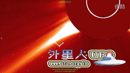 2016年2月22日太阳周围巨大的法杖形发光UFO的图片